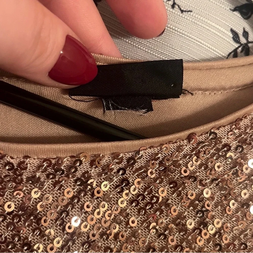 Torrid Gold Sequin Long Sleeve Lined Blouse - Picture 4 of 5